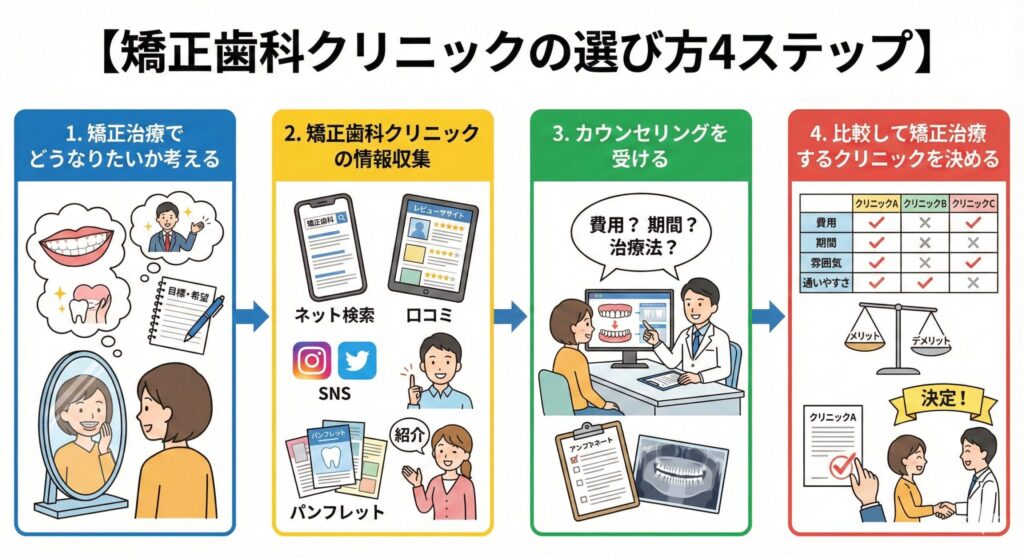 矯正歯科クリニックの選び方4ステップ
